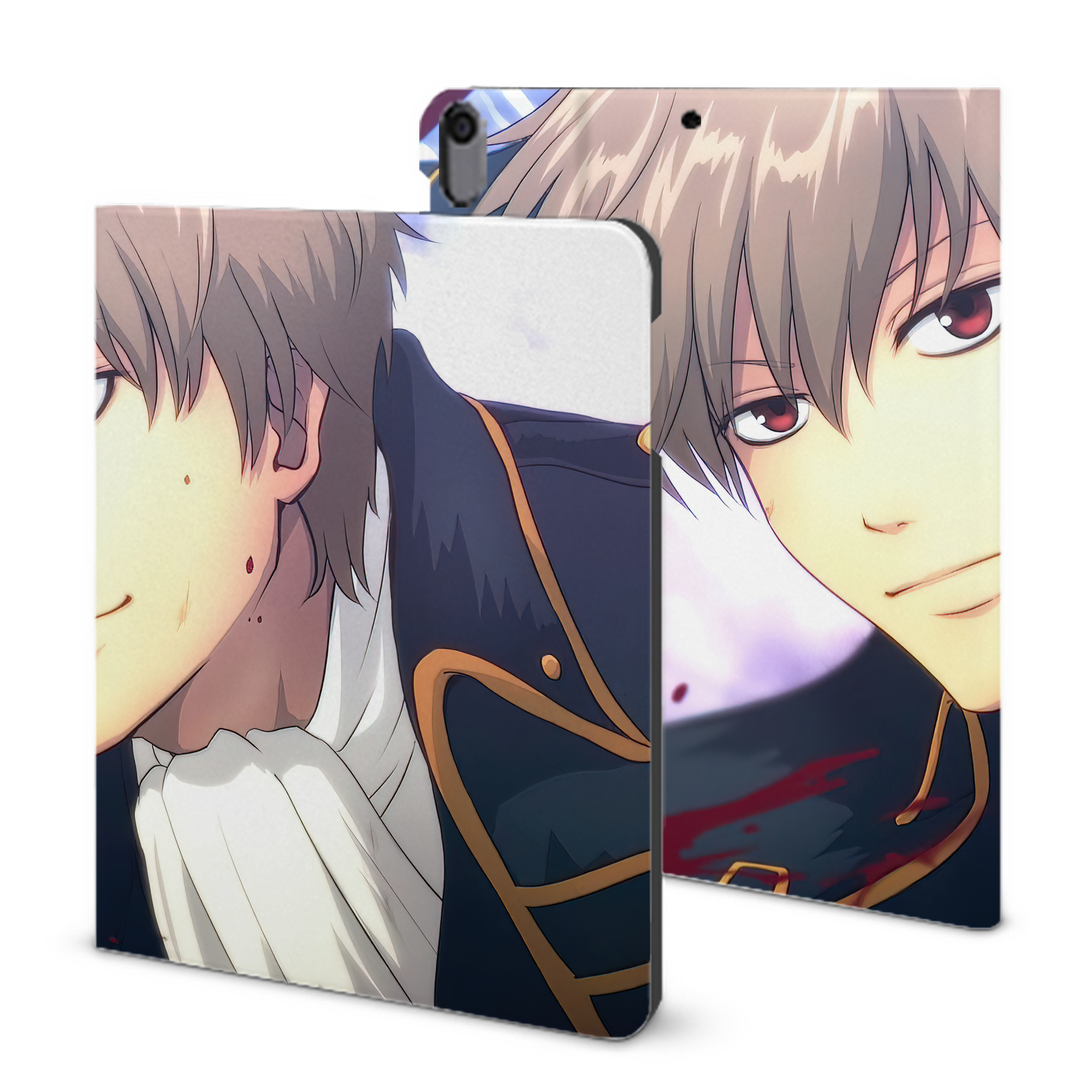 ぎんたま 坂田銀時（さかたぎんとき） 神楽 志村新八（しむら しんぱち） GINTAMA Sakata Gintoki Kagura Shimura Shinpachi IPad ケース ブック型 PUレザー TPU 耐衝撃 軽量 薄型 ペン収納なし 全面保護 IPad 各モデル対応